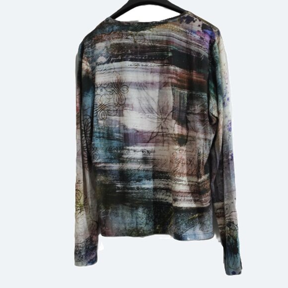 Steilmann Abstract Artistic Print Long Sleeve Top Size 12 - Picture 2 of 6